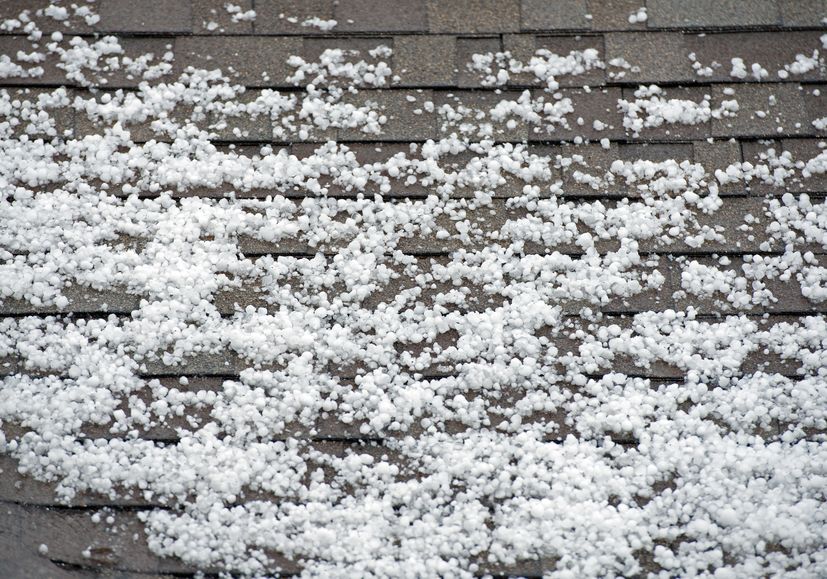 Hail on a shingle roof